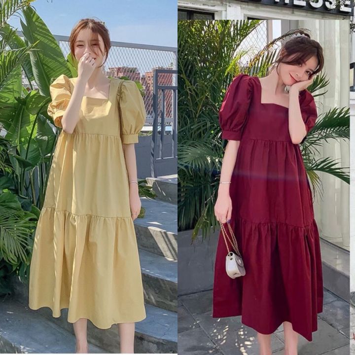 Đầm suông dáng dài cổ sơ mi dây eo, váy bầu công sở siêu đẹp | Shopee Việt  Nam