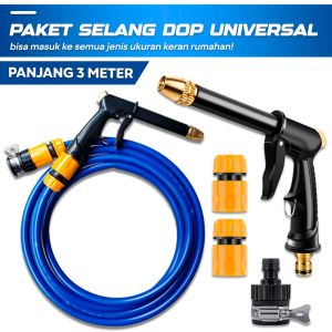 TUKUO  1 Set Selang Air Komplit Dop Elastis Semprotan Bengkok Universal – Paket Selang Air Selang Taman Lengkap Quick Release Konektor Universal Selang Cuci Kendaraan Paket Selang Rumahan Universal 1 Paket Selang + Nozzle Bengkok + Paket Konektor Universa