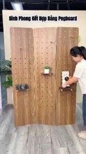 [FURNI HOME] Bình phong vách ngăn phong thủy bộ 3 tấm tặng kèm 4 chân chất liệu gỗ MDF thương hiệu ILUMIA - GP401