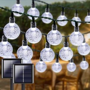 Elegant 100 LED Solar-Powered Crystal Globe String Lights 39FT Outdoor Fairy Lights with 8 Lighting Modes Waterproof and Energy-Saving