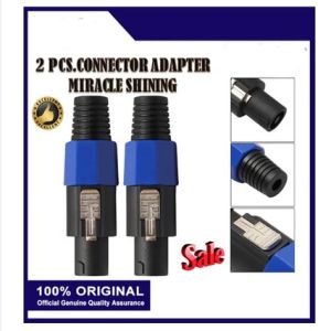 2 pcs Miracle Shining Speakon NL4FC Locking Amp Speaker Connector Adapter 4 Pin Cable Plug with rubber booth for cables