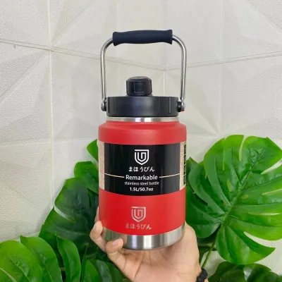 Mahobin กระบอกน้ำเก็บอุณหภูมิความร้อน-เย็นมีหลอดพร้อมหูหิ้วในตัว สแตนเลส SUS 316 ขนาดความจุ 1.5 L2. /1500/2000 ml. M-15