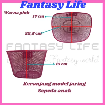 Fantasy Keranjang sepeda besi warna model jaring rapat sepeda anak mini