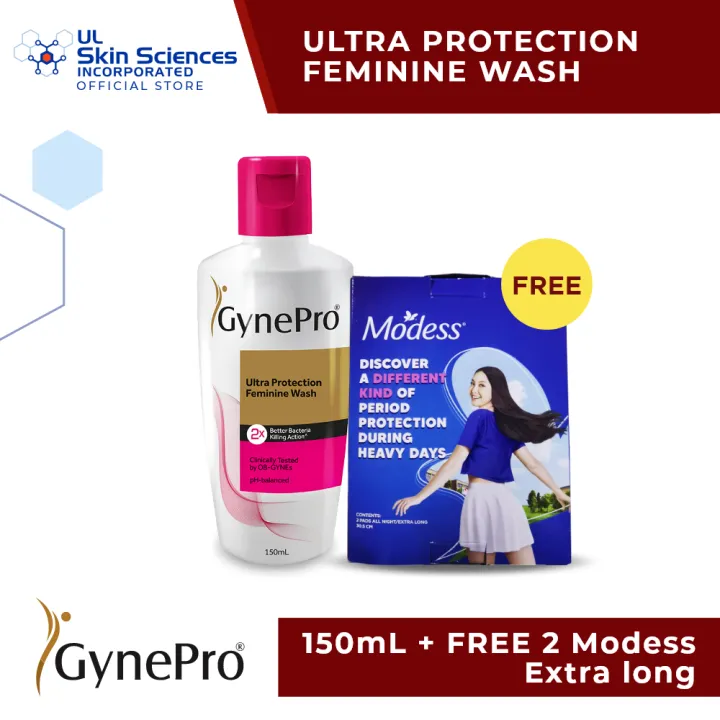 Gynepro Ultra Protection Feminine Wash 150ml + FREE Modess Extra Long ...
