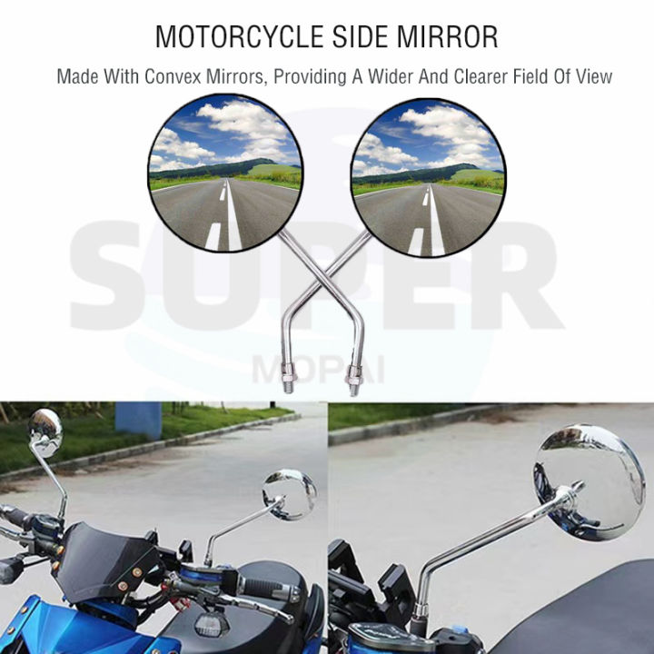 Motorcycle Universal Round Classic Side Mirror Small/Short Stem