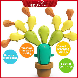 Stacking Cactus Toy Kids Educational Activity Puzzles Montessori Toys Stacking Rainbow Cactus Blocks for Baby Toddler Boys Girls