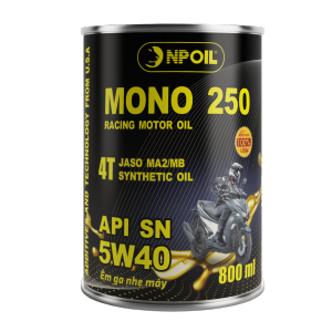 Dầu nhớt xe máy 4T Mono 250 (Sỵnthetic Oil) - API SM - 5W40 - 0.8L/1L/1.3L
