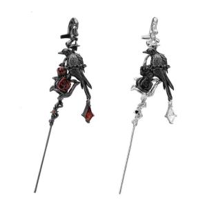 Độc đáo động vật kẹp đục xuyên Bông tai hợp kim Rose và Crow Bông tai đinh tán thay thế phong cách phụ kiện thời trang tối