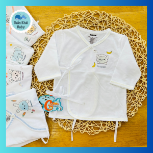 Túi 1 Áo sơ sinh Tay Dài Cột Dây cao cấp CUNCON - Chất vải cotton 100% rất mềm dịu dành riêng cho bé sơ sinh