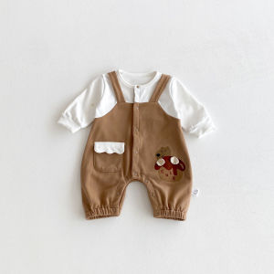 2025 Baby Clothes Autumn Newborn Single-Breasted Cartoon Romper Newborn Jumpsuit Full Moon Outfit Spring Autumn Wear