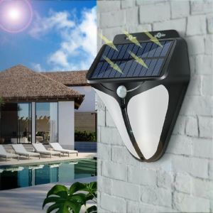 LIUJIR Human Infrared Detection Solar Alarm Light 4 Modes Waterproof Motion Sensor Light Human Body Sensing Flashing Warning Solar Motion Sensor Light Outdoor Use