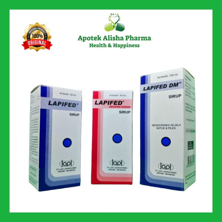 Lapifed Sirup DM / Ekspektoran 60/100ml - Lapived Biru Syrup Obat Flu Pilek Batuk Kering Anak / Lapiped Expectorant Merah Batuk Berdahak
