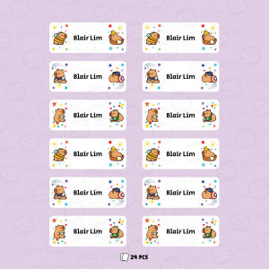 Custom Kids Name Labels Large – Personalized Waterproof Cartoon School Stickers