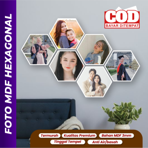 Hiasan Dinding Dekorasi Dinding Hexagonal Custom Foto Wall Decor 1 Set 6 Pcs Sehari Jadi
