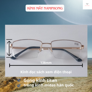 Kính lão kính viễn kính đọc sách xem điện thoại đi đường  gọng titan sẻ cước nửa vành [đủ số +075 đến +4.00]