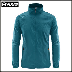 VUUG Áo Khoác Da Áo Khoác Nhẹ Áo Khoác Chống Tia UV UPF50 + Áo Khoác Chống Nước Cổ Đứng Áo Gió