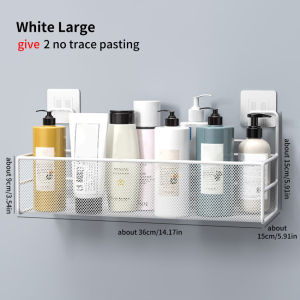 Ready Stock Black Wall-Mounted Bathroom Shelf Shower Shampoo Rack Kitchen Condiment Storage Basket Toilet Soap Holder Bathroom Organizer