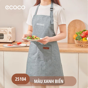 Tạp dề ECOCO Freesize thế hệ mới thiết kế chống thấm nước dầu ăn kiểu dáng dây đeo cổ kèm túi cao cấp 25104
