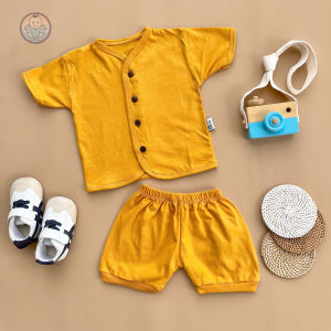 Moku Baby - Setelan Pendek Bayi Usia (0-2 Tahun) Setelan Bayi Kancing Depan Bahan Cotton