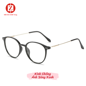 Gọng Kính cận chất liệu TR90 kết hợp titan cao cấp form bầu dục tròng sẵn 0 độ chống bức xạ từ máy tính mã T2955