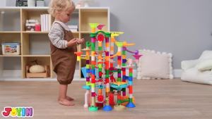 JOYIN 236Pcs Glowing Marble Run with Motorized Elevator- Construction Building Blocks Toys with 30 Glow in The Dark Plastic Marbles Easter STEM Gifts for Boys and Girls