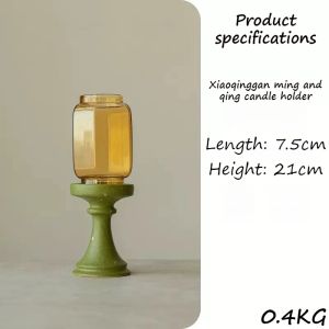 xpkQ New Chinese Candle Holder Reusable Windproof Glass Lampshade Zen Style Candle Stand Creative Handcrafted Vintage Vibe Home Decor M2Y9R