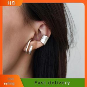 HB Fashion Retro Women Piercless Ear Clip Earring Classic Wide C Shape Trendy Earcuff Earrings Girl Gift Simple Daily Wear Jewelry