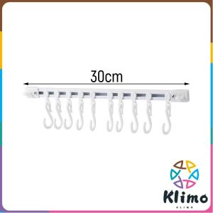 Klimo 40cm/30cm Wall-mounted Sliding Rail Hook Kitchenware Storage Hooks Wall Rail Sliding S Hook