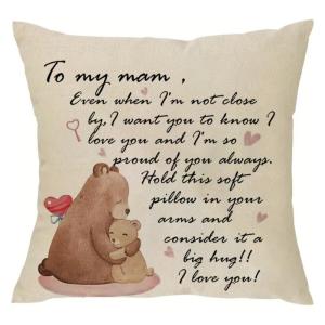 Linen Pillow Case 45x45cm Cushion Cover Heartfelted Gift for Mums Birthday or Mothers Day Home Decoration