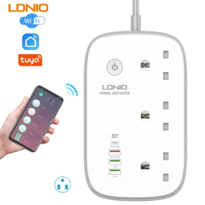 nstsLDNIO UK Socket SKW3453 Wifi Smart Power Strips with 4 USB Port 3