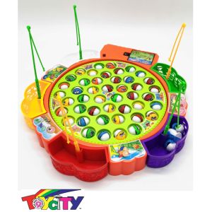 BATTERY OPERATED MUSICAL TOY FISHING GAME 45 FISHES (5 PLAYER) PRETEND PLAY SET FOR KIDS