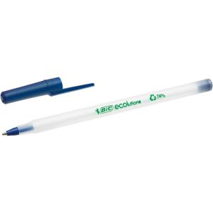 Bút bi êm mượt BIC Ecolutions/ Revolution Round Stic cỡ ngòi 1.0mm với chất liệu nhựa tái chế đến 97% 1 cây màu xanh dương đen hoặc đỏ