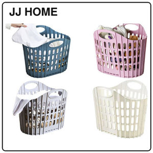 【JJ HOME】Hollow Laundry Basket | Portable Plastic Clothes Storage Hamper with Handles