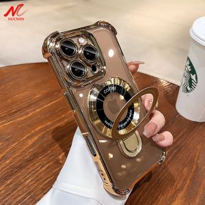 Fashion Airbag Plating Case for iPhone 16 17 Pro Max 17 Air Clear Soft for Magsafe Cover for iPhone 11 12 13 14 15 Pro Max Xs Xr