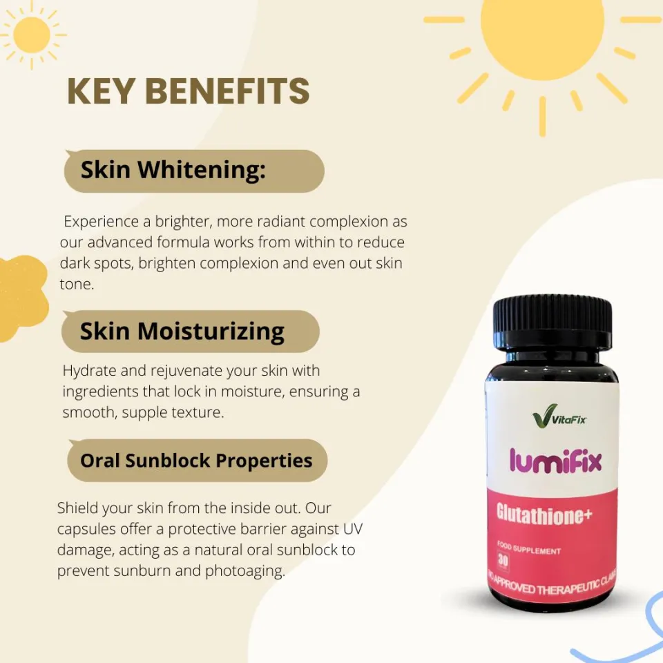 LumiFix For Skin Whitening Moisturizing with Oral Sunblock Technology Alpha  Lipoic Acid Capsules Polypodium Leucotomos Supplement - Lazada