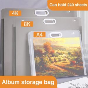 JURHOMIE A2/A3/A4 File Folder Portable Four Layers Picture Album Transparent Waterproof Drawing Paper Collection Book Student Gift