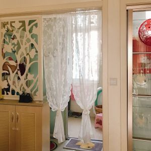Rod/Self-adhesive type Lace Window Screening Door Washable Curtain Partition Hook & Loop fastener Curtains Jacquard Curtain Home Decor