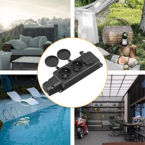 TANXIS Stop Kontak Outdoor Terminal Anti Air IP54 16A 250V EU 3 Soket