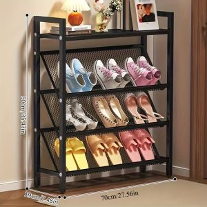 4/5-Layer Shoe Rack Organizer Home Storage Rack Stockable Shoes Organizer Mesh Storage Stand Minimalist