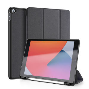 DUX DUCIS for iPad 9 / iPad 8 / iPad 7 10.2 inch Case PU Leather Tri-fold Shockproof Flip Cover with Pen Holder Soft TPU Back Cover Full Protection with Auto Wake Sleep Protective Case