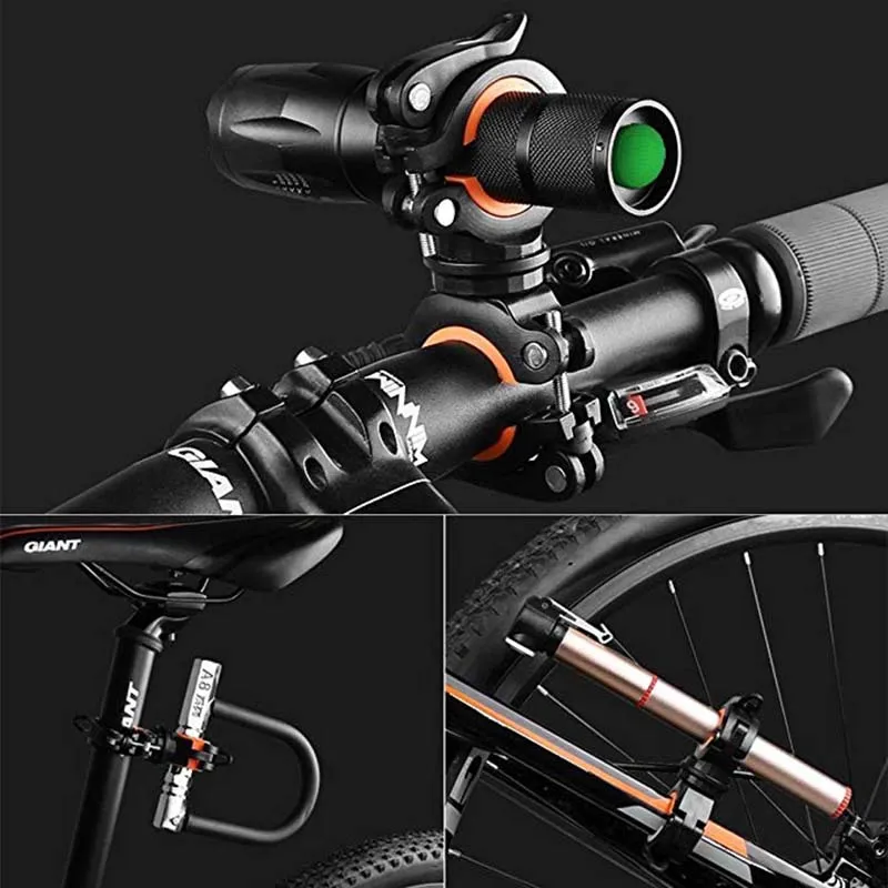 thumbnail image 2 of 360° Rotation Bike Flashlight Mount - Universal Bracket Clamp For LED Torches, Black 2 of 6