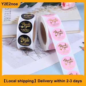 【Local shipping】 500pcs Thank you sticker wedding decor seal hot stamping pink black round label