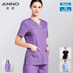 ANNO Summer Nurse uniform Medical Form Scrub Suit Women Female Health and Beauty Care Nursing Dress Lab Coats for Nurses