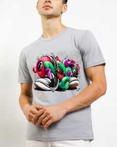 kaos pria premium 3 dimensi tshirt oblong animasi sepatu dance katun 24s 100% H014 by Hans & co