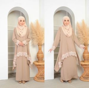 Baju Kurug Aaliah with Lace Material CEY IRONLESS Clothing Sets Wanita Muslimah