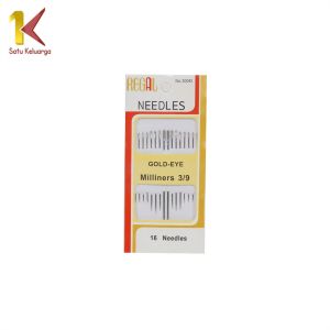 Satu Keluarga Jarum Jahit Tangan Isi 16 Gold Eye Milliners 3/9 Needles C1005 Jarum Benang Jahit
