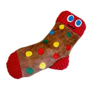 Colorful Pet Squeaker Toy Sock Shape Chewing Exercise Plush Teething Toy Safe For Breeds Teeth Cleaning Stress Relief