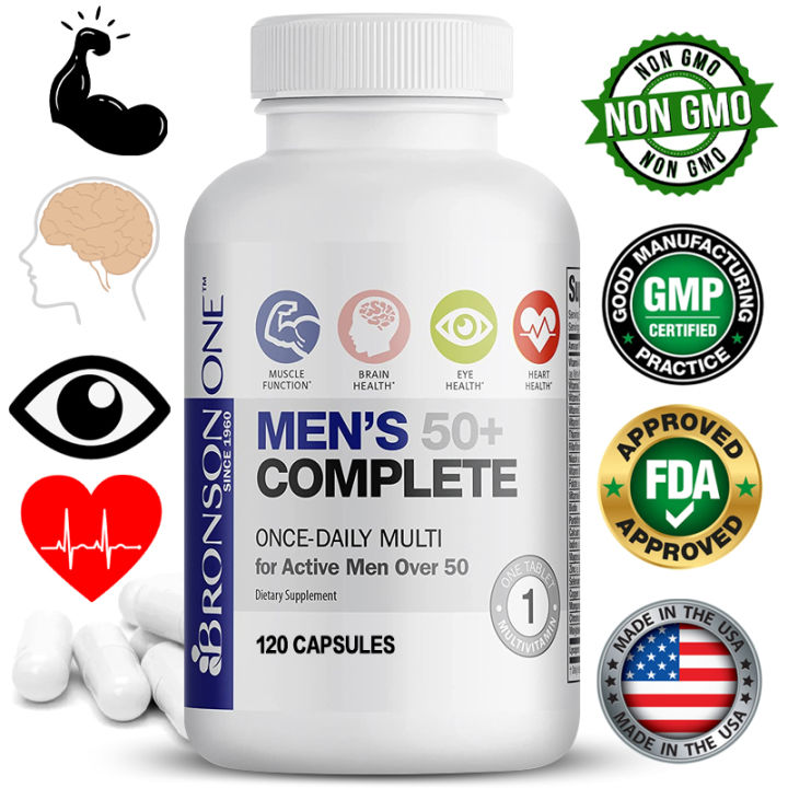 Bronson ONE Daily Men's 50+ Complete Multivitamin Multimineral - 120 ...