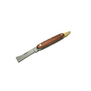 NARITA มีดตอนกิ่งญี่ปุ่น ด้ามไม้ งานฝีมือช่างญี่ปุ่น make in japan พร้อมที่ขูดเปลือกทองเหลือง