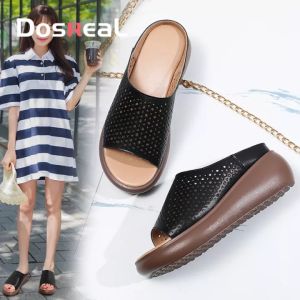 DOSREAL Dép Mùa Hè Cho Nữ Xăng Đan Đế Xuồng Bằng Da Cổ Điển Dép Lê Hở Ngón Rỗng Chống Trượt Giày Đi Biển Nữ Thường Ngày Cỡ Lớn 41